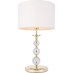 Zumaline REA Lampe de table avec abat-jour rond, doré, blanc, 1x E27