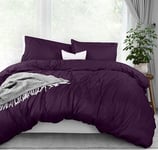 Utopia Bedding Parure de lit 3 pièces en Microfibre brossée Ultra Douce avec Fermeture éclair - 1 Housse de Couette avec Fermeture éclair - 264 x 228 cm (très Grand lit, Violet)