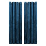 Hafaa Navy Blackout Curtains for Bedroom – 46” wide x 54” drop Readymade Crushed Velvet Curtains for Living Room – Eyelet Room Darkening Curtains with 2 Tie Backs (116cm x 137cm)