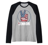 John Lennon - Red, White, Blue Peace Raglan Baseball Tee