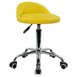 Tabouret à roulettes de Bureau Tabouret de Travail réglable en Hauteur 46-62cm en Cuir synthétique Jaune