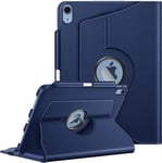 Coque Pour Ipad 10ème Génération 2022 10.9 Pouces - [Rangement De Stylet] Housse Rotative À 360° Étui Veille/Réveil Automatique Protection Ipad 10 2022, Bleu Foncé.[F765]