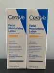2 x CeraVe FACIAL MOISTURISING LOTION AM SPF50 52ml For Normal/Dry Skin ~ BNIB
