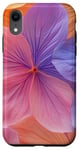 Coque pour iPhone XR Mélange floral romantique dans des tons orange chaud et bleu froid