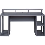 Bureau gamer / bureau informatique en bois coloris gris anthracite - longueur 160 x profondeur 91 x hauteur 67 cm Pegane