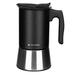 Navaris Moka Coffee Pot - Percolator Espresso Maker for Stovetops Induction Gas Electric Stove Hob - Stainless Steel Percolated Coffee Pot - 6 Cup