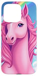 Coque pour iPhone 15 Pro Max Licorne rose arc-en-ciel - Motif animal magique