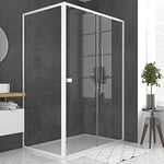 Pack porte de douche Coulissante blanc extensible 140X185 + paroi de retour 80cm + receveur - WHITY