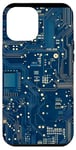 Coque pour iPhone 12 Pro Max Carte mère bleue vintage à pois avec circuit amusant