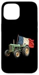 Coque pour iPhone 15 Tracteur Agricole Vert Drapeau Français Agriculteur Ferme