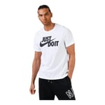 NIKE Men's M Nsw Tee Just Do It Swoosh T shirt, White/(Black), XL-T UK