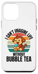 iPhone 12 mini Retro Cute Monkey I Can't Imagine Life Without Bubble Tea Case