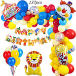 Sarjakuva Animal Baby Shower Happy Birthday Banner Carnival Circus-setti 137 kpl