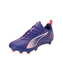 PUMA Unisex Kids Ultra 5 Play Fg/Ag Jr Soccer Shoe, Lapis Lazuli Puma White Sunset Glow, 3 UK