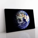 Big Box Art Planet Earth in Space Canvas Wall Art Print Ready to Hang Picture, 76 x 50 cm (30 x 20 Inch), Black, Grey, Blue, Grey, Lavender