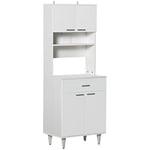 HOMCOM Buffet haut de cuisine, buffet classique blanc en bois avec 2 armoires et 1 étagère, blanc, 60 x 40 x 160 cm