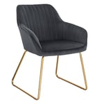 WOLTU 1x Chaise de Salle à Manger, Moderne Chaise de Cuisine, Fauteuil scandinave, Chaise Coiffeuse, pour Salle de Séjour, Chambre à Coucher, Cuisine, en Velours et métal Gris Foncé BH246dgr-1