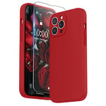 SURPHY Coque Silicone Liquide Compatible avec iPhone 13 Pro Max 6,7 Pouces, Protection Individuelle pour Chaque Objectif Épaissie Silicone Premium Etui pour iPhone 13 Pro Max 6,7 Pouces, Rouge