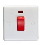 Eurolite Enhance White Plastic 45A DP Switch With Neon Single Plate