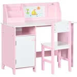 Ensemble table et chaise pour enfant rose avec tableau blanc - bureau pour enfant +5 ans - 90L x 45l x 85H cm