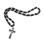 Rosenkrans halsband Jesus Kristus för kors hänge halsband Bead Long Chain Smycken Black