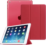 Coque Pour Ipad Air 2 2014 / Ipad Air 2013 9.7 Pouces - Etui De Protection Mince Et Léger Housse Arrière Semi-Transparent Avec Fonction Sommeil/Réveil Automatique, Rouge.[F3754]