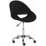 Beliani - Chaise à Roulettes Design en Velours Noir avec Pied Réglable en Métal Chromé Ergonomique et Idéale pour Coin Bureau Glamour Moderne