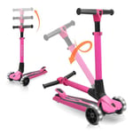 Hurtle Trottinette Enfant,Trottinette 3 Roues,Patinette Enfant Pliable avec Roues LED Intégrées,Trottinette Pliable avec Plateforme Large Antidérapante,Hauteur Réglable,Idéal pour Les Jeux Extérieurs