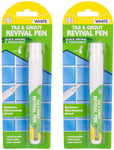 2x 151 Tile & Grout Revival Pen White Restores Discoloured Grouting Permanent