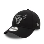 NEW ERA CHICAGO BULLS BASEBALL CAP.9FORTY METALLIC OUTLINE BLACK STRAP HAT W24