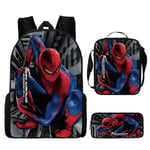 Spider-Man Ryggsäck Ryggsäck Skolväska Case Lunchväska i tre set- Perfet