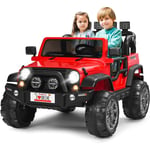 Costway - Voiture 4x4 Électrique 12V pour Enfants 3+ Ans, avec 2 Places, Télécommande 2.4G, Suspension à Ressorts, 3 Vitesses, Port usb et Aux,