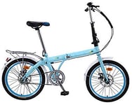 Vélo Pliant vélo léger en Aluminium Cadre Véritable 7 Vitesses, vélo Pliant avec Fenders, 16" en Fibre de Carbone vélo Pliant, vélo Pliable vélo Pliable JIAJIAFUDR (Color : Blue)