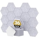 TONOR Lot de 36 Panneau Acoustique Mural Autocollante, 30 x 26 x 1cm Panneau Acoustique à Haute Densité, Mousse Acoustique Hexagonal Isolant Phonique pour Studio, Bureau, Chambre, Salon, Gris Clair