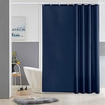 Furlinic Rideau de Douche Anti Moisissure Tissu Polyester Lavable Bleu Marine Rideaux de Bain Imperméable pour Baignoire ou Salle de Bain avec 12 Crochets 180x180cm