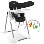 KIDIZ® Chaise haute 3 en 1 | Chaise haute pour enfant avec arceau de jeu, chaise longue pour bébé, chaise haute combinée, Siège haut pour bébé,7 hauteurs réglables, noir