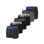 FREEGUN Boxer Homme Coton, Calecon Homme, Ajustement Parfait, Stretch (Lot de 6), Noir, Gris, Bleu, Taille S