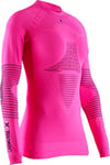 X-Bionic Energizer 4.0 Round Neck Long Sleeves Women Sport Maillot de Compression Femme, Neon Flamingo/Anthracite, FR : L (Taille Fabricant : L)