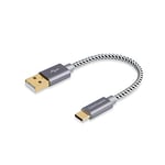 CableCreation 15cm Câble Court USB Type C, USB C Mâle vers USB A Mâle Tressé, Charge Rapide(QC) pour Huawei Mate 20/P20, Galaxy S9/Book, OnePlus 6/6T, Redmi Note 7, LG G6, MacBook Pro etc, Gris