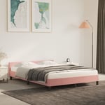 Lit double pour adulte avec tête de lit - Cadre de lit Rose 140x190 cm Velours BV168021 Bonnevie