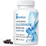 Gozitepe 2000mg Liposomal Glutathione Softgels | Active Form L-Glutathione Reduced (GSH) | Antioxidant Supplements | 10x Better Absorption