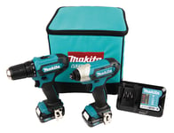 Verktøysett Makita CLX224A (DF333D + TD110D); 12 V; 2x2,0 Ah batt.