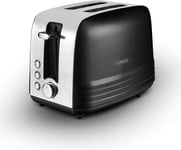 Tower Ash 2 Slice Toaster with Silver Chrome Accents Design T20080BLK (Black)