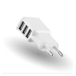 Adaptateur Secteur Usb Pour Asus Zenfone 6 Smartphone Tablette Triple Prise Murale 3 Ports Courant Ac Chargeur Blanc (5v-