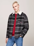 Tommy Jeans Check Sherpa Shirt Jacket, Black Check