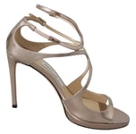 Sandales Authentiques En Cuir Miroir Liquide Rose Ballet Jimmy Choo Pour Femmes