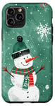 Coque pour iPhone 11 Pro Green Pop Art Tropical Bonhomme de neige Noël Cristaux glacés Thème