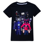 Skibidi Toalett-T-shirt Barn Pojkar Flickor Kortärmade skjortor Sommartröjor T-shirt 5-12 år Black 120cm