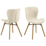 Chaises tissu bouclette beige et bois chêne (lot de 2) - matilda