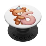 Ours en peluche marron pour 6ème anniversaire PopSockets PopGrip Adhésif